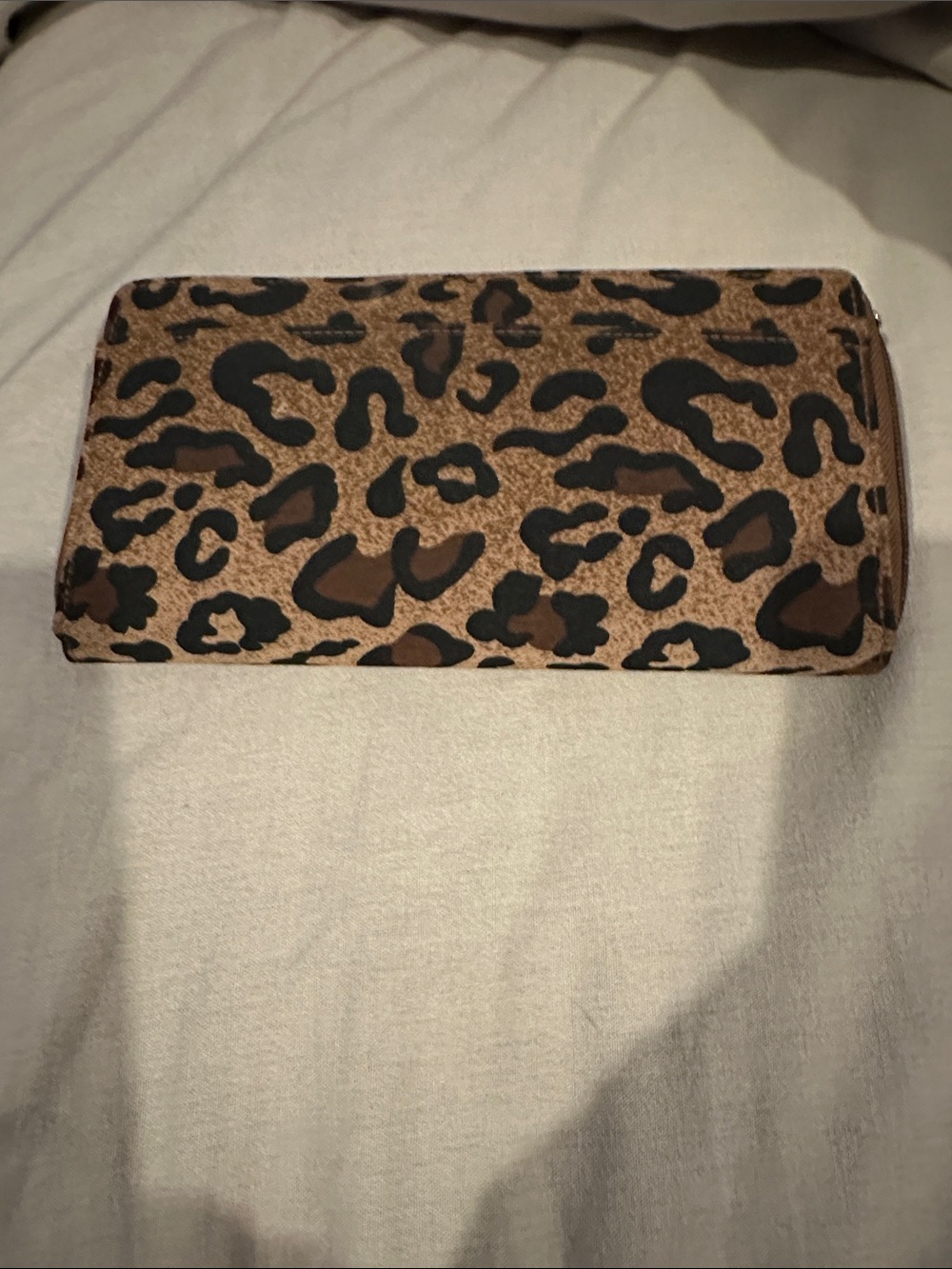 Leopard Print Card & Key Holder Wallet - Brown